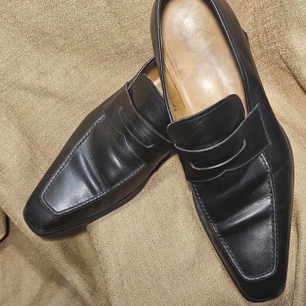 Magnanni for Saks Fifth Avenue Men's Black Leather Loafers Size 10 M